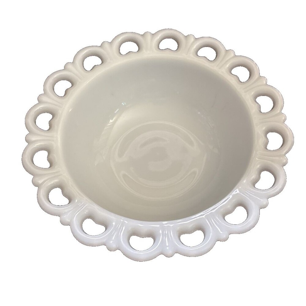Old Colony Lace Edge White Milk Glass Bowl 9.5" Vintage 60s